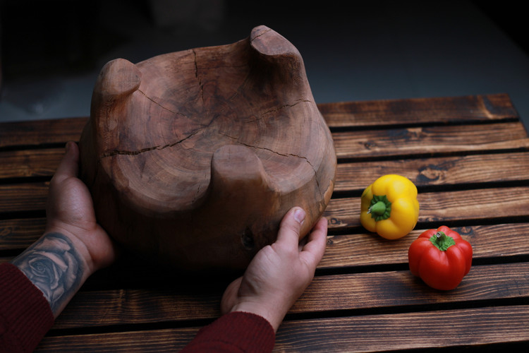 میوه خوری چوبی یک تکه و دستساز