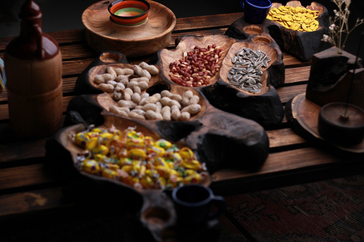 اردو خوری و مزه خوری چوب زیتون کهنسال یک تکه و دستساز