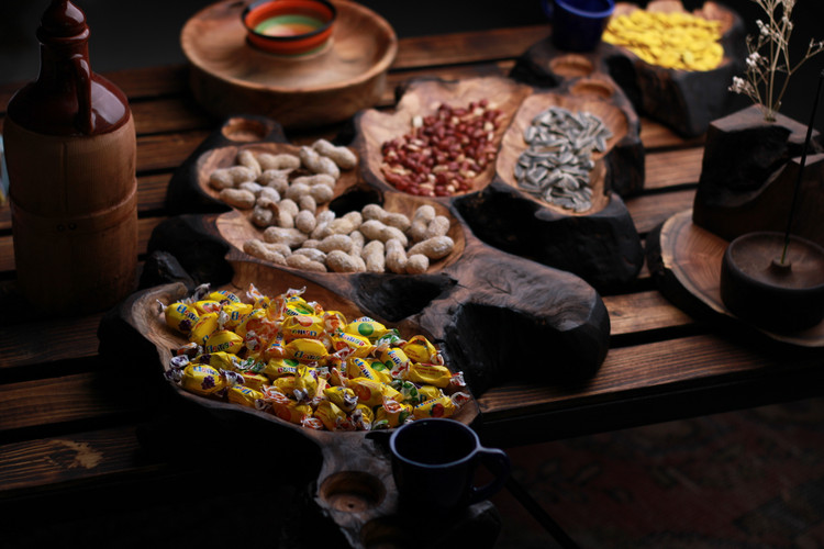 اردو خوری و مزه خوری چوب زیتون کهنسال یک تکه و دستساز